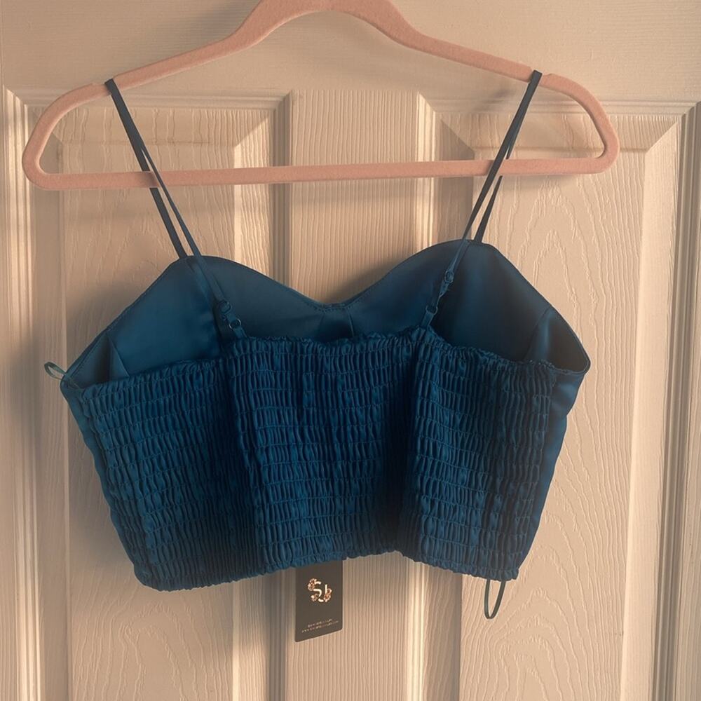 Sincerely Jules Blue Sleeveless Crop Top L - Picture 7 of 9